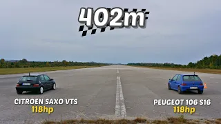 402m: Peugeot 106 S16 vs Citroen Saxo VTS