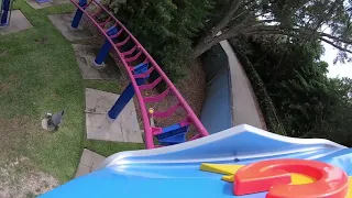 Super Grover's Box Car Derby Roller Coaster Front Seat On-Ride POV