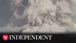 Tonga volcano eruption fills sky with black ash clouds