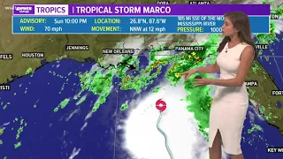 Sunday night update on a weaker Marco and a strengthening Laura