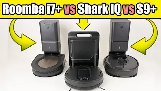 Roomba i7+ Vs S9+ vs Shark IQ Robot Auto Empty - Robot Vacuum TESTS & Comparison