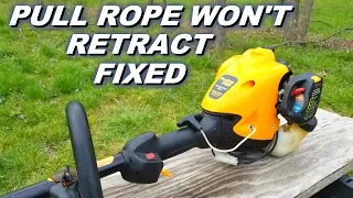 Fixing A Pull Rope That Won't Retract On A Poulan Trimmer.