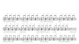 Aqua-Barbie Girl | Drum Score, Drum Sheet Music