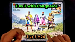 1 VS 3 M24 WITH CONQUEROR AND INDIAN GIRL | IPAD PRO PUBG MOBILE HANDCAM | 6 FINGERS CLAW NO GYRO