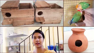 How to Make Lovebird Breeding Box & Clay Pot || Lovebird Nesting Material