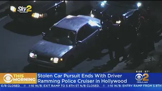 Driver in stolen car slams into LAPD cruiser during Hollywood chase