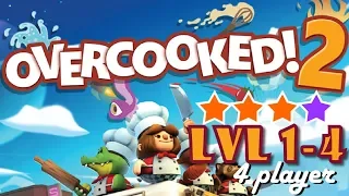 Overcooked 2 Level 1-4 4 stars 4 Player Co-op (Completed)