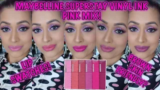 NEW! Maybelline PINK MIX SuperStay Vinyl Ink Collection LIP SWATCHES!