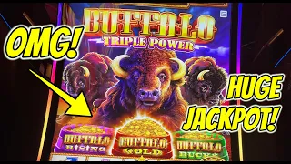 💰💰💰HUGE JACKPOT HANDPAY: BUFFALO TRIPLE POWER SLOT!