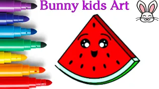 Magic Fingers Art-Watermelon 🍉 easy drawing painting and coloring for kids and toddlers 🤣😀