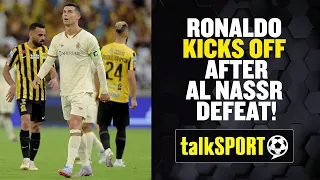 😬 Cristiano Ronaldo BOOTS bottles & THROWS captain’s armband as opposition fans CHANT Messi’s name 🔥