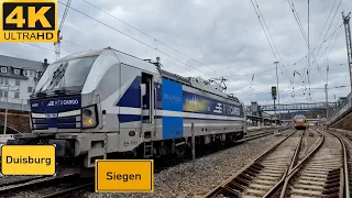 【4K】 Führerstandsmitfahrt Duisburg Ruhrort nach Siegen Hbf über Wuppertal ,Hagen