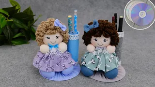 What girl would refuse such a pencil stand✏️Both a doll and an organizer🧵No pattern