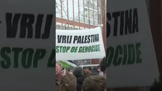 Protesters in Amsterdam demonstrate against visit by Israeli President Isaac Herzog