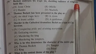 most important mcqs on 'Murder in the Cathedral' by T. S. Eliot