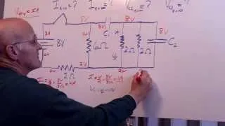 RC Circuit Hard HW Problem - 4 resistors 2 capacitors