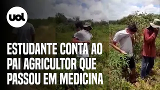 Estudante grava momento em que conta ao pai agricultor que passou em medicina