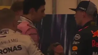Lance Stroll interrupts Max Verstappen pushing Ocon
