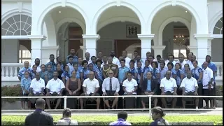 Fijian President officiates at the presentation of i-Tatau by the Fiji Touch Rugby team