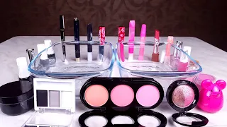 Black vs Pink - Mixing Makeup Eyeshadow Into Slime!ASMR! Satisfying Slime Video!