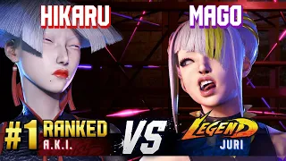 SF6 ▰ HIKARU (#1 Ranked A.K.I.) vs MAGO (Juri) ▰ High Level Gameplay