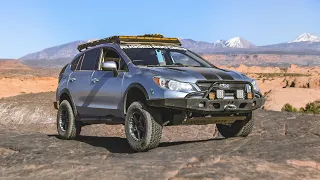 Subaru crosstrek does hells revenge hot tub in Moab Utah
