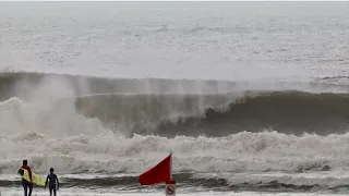 Surviving Croyde’s low tide: Epic wipeouts in heavy surf