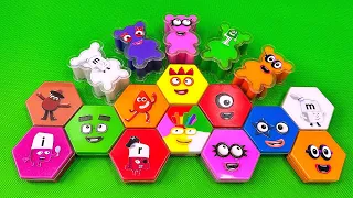 Finding Numberblocks with Rainbow CLAY in Bear, Hexagon Shape Coloring! Satisfying SLIME ASMR Videos