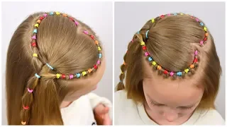 Bright HEART with Pigtails & Elastics💕Valentines Day Hairstyle💕Hairstyles for Girls|LittleGirlHair