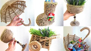 МНОГО поделок ИЗ ДЖУТА своими руками / 4 Jute craft ideas