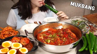 MUKBANG :) KOREAN HOME-COOKED MEALS(Braised spicy fish, seasoned bellflower root, chilli pepper).