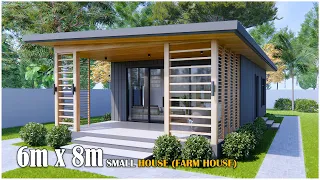 Small House Design | 6m x 8m 2Bedroom (Farm House)