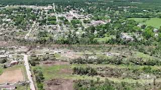 05-07-2024 Barnsdall, Oklahoma - Tornado Path with Damage Via Drone