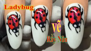 Ladybug Nail Art For Beginner - Cách Vẽ  Bọ Rầy Ladybug