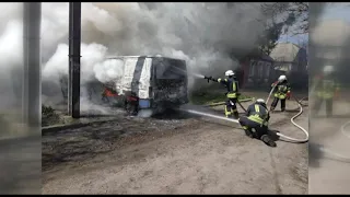 У Слов’янську згорів мікроавтобус