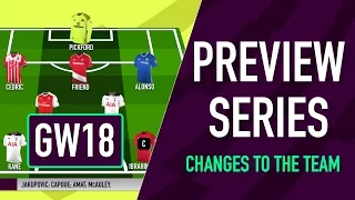 Gameweek 18 Preview | CHANGES TO THE TEAM | Fantasy Premier League 2016/17