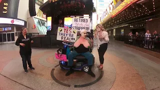 Retired Stripper (Tit Lady) Entertains Crowds at Fremont Experience