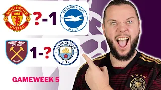 Premier League Gameweek 5 Predictions & Betting Tips!