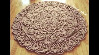 Crochet  home rug#88/crothet mandala/alfombra casera de ganchillo/tappeto domestico all'uncinetto