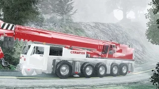 Champion Crane Red & White Truck Crane + CAT 994F Serra Madeira Island