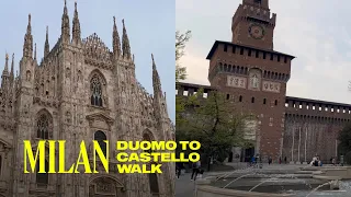 Walking Tour From Duomo to Castello in Milan, Italy - 4K