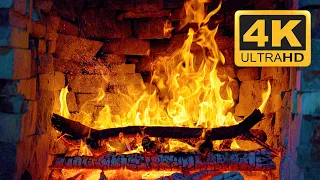 RELAXING VIRTUAL FIREPLACE 4K with Burning Logs & Crackling Fire Sounds 3 Hours 🔥 Cozy Fireplace