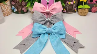 Coquette bows Hermoso moño con listón de 4 cm (moño en tendencia) #moñosfacilesdehacer #coquette