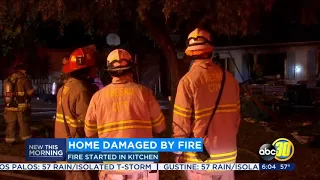 Kitchen fire destroys Central Fresno home while homeowners were searching for lost dogs