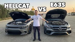 700HP MERCEDES E63S AMG VS HELLCAT ON SLICKS!