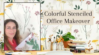 DIY Office Stencil Makeover Using Cutting Edge Stencils "Natures Garden Wall Pattern Stencil Kit"