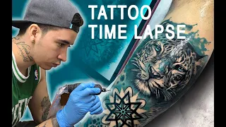 How to tattoo TIGER - TATTOO TIME LAPSE