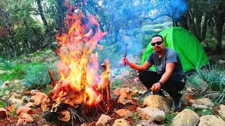 Solo COLD Overnight: How To Survive Extreme Cold w/ All-Night Campfire!!