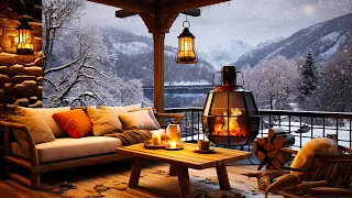 Relaxing Jazz Background Music for Study, Work ☕ Winter Cozy Porch Ambience ~ Jazz Relaxing Music