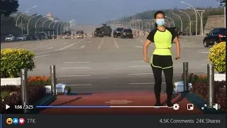 A woman in Myanmar was filming an aerobic dance video as the coup began
